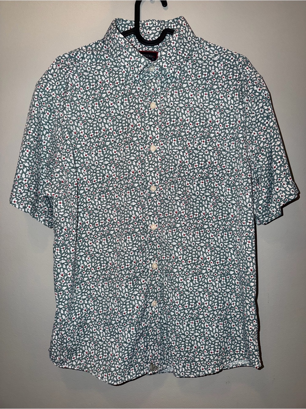UNTUCKit Palazette Performance Short Sleeve Shirt Green Floral Men's Size small